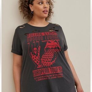 Rolling Stones Relaxed Fit Destructed Tunic - Cotton Wash Black WORN ONCE!